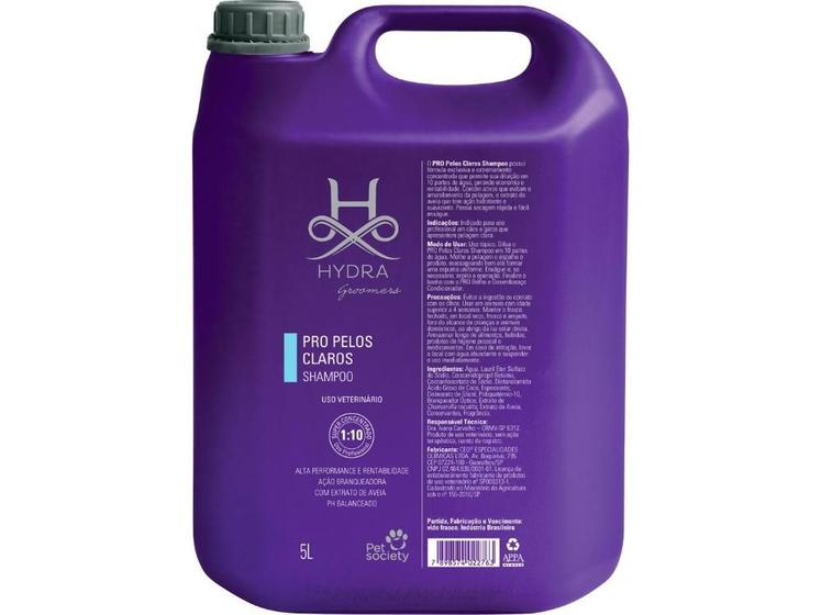 Shampoo Hydra Groomers Pet Society Pro Pelos Claros 5 L 110 Outros