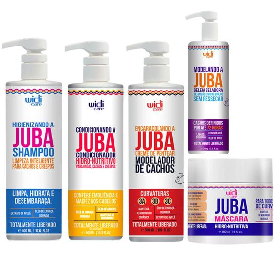 Imagem de Shampoo Juba + Condicionador + Encaracolando + Geleia + Máscara Juba Widi Care