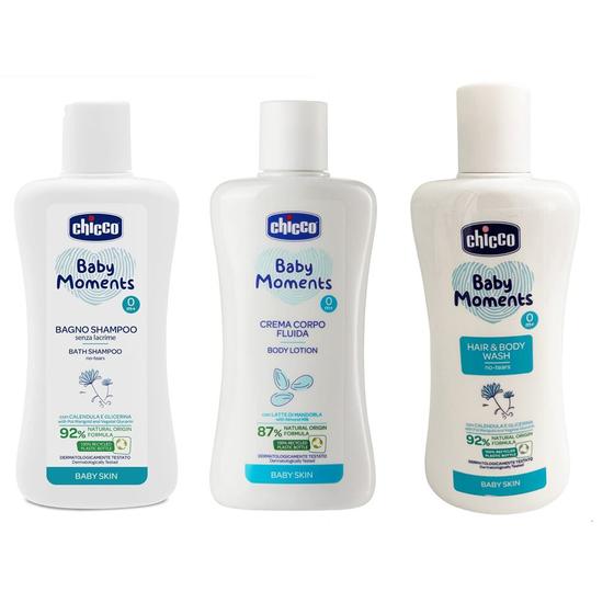 Imagem de Shampoo + Locão Hidratante + Sabonete Líquido 200ml Baby Moments Chicco