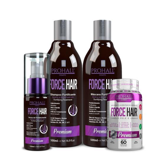 Imagem de Shampoo Máscara tônico e cápsulas force hair prohall