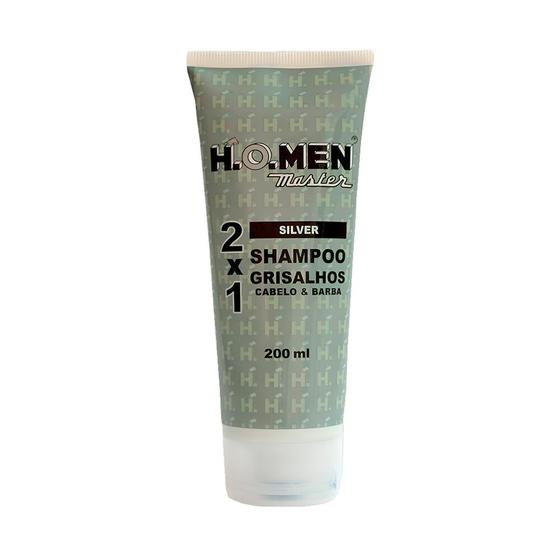Imagem de Shampoo Masculino 21 Cabelos Grisalhos 200ml Silver Amarelados Barba H.O.Men Master