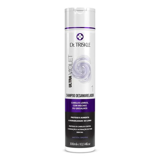 Imagem de Shampoo Matizador Desamarelador Dr. Triskle Ultra Violet 300ml Tratamento Cabelos Loiros Mechas Grisalhos