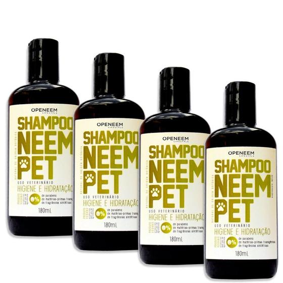 Imagem de Shampoo Neem Pet 180Ml Para Cães E Gatos Openeem - 4 Unid.