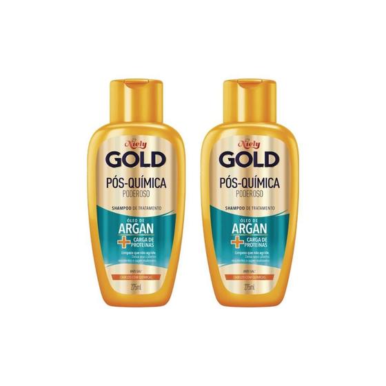 Imagem de Shampoo Niely Gold 275Ml Argan Pos Quimica - Kit C/2Un