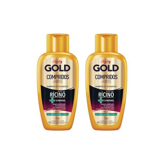 Imagem de Shampoo Niely Gold 275Ml Compridos + Fortes - Kit C/2Un