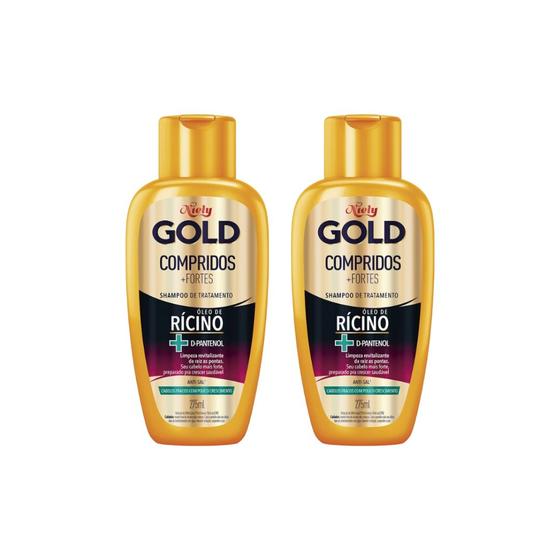 Imagem de Shampoo Niely Gold 275ml Compridos + Fortes - Kit C/2un