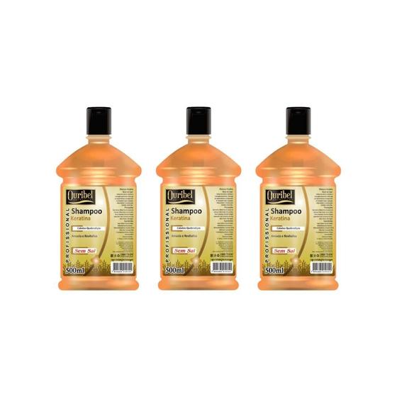 Imagem de Shampoo Ouribel Keratina 500Ml - Kit C/3Un