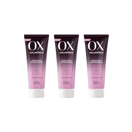 Imagem de Shampoo Ox 200Ml Hialuronico - Kit Com 3Un