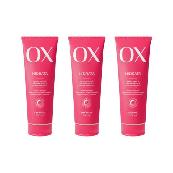 Imagem de Shampoo Ox 200Ml Hidrata - Kit Com 3Un