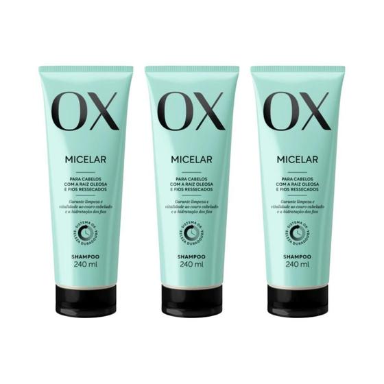 Imagem de Shampoo Ox 240Ml Micelar - Kit Com 3Un