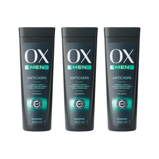 Imagem de Shampoo Ox 400Ml Men Anticaspa - Kit Com 3Un