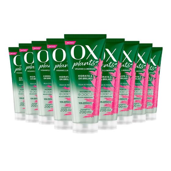 Shampoo Ox Plants Hidrata e dá Brilho Vegano Com Água de Rosas Sem