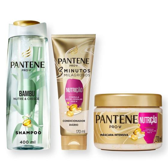 Imagem de Shampoo Pantene Bambu 400ml + 3 Minutos Milagrosos + Creme Nutrição