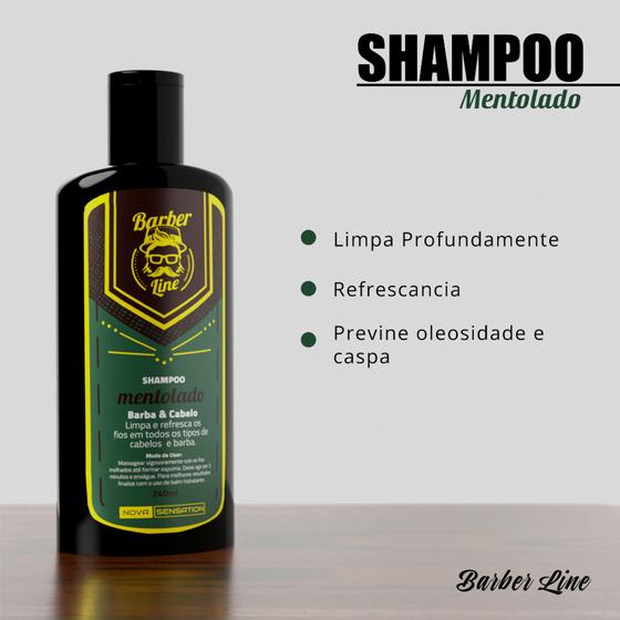 Imagem de Shampoo Para Barba Cabelo Limpeza Profunda Barber Line 240ml