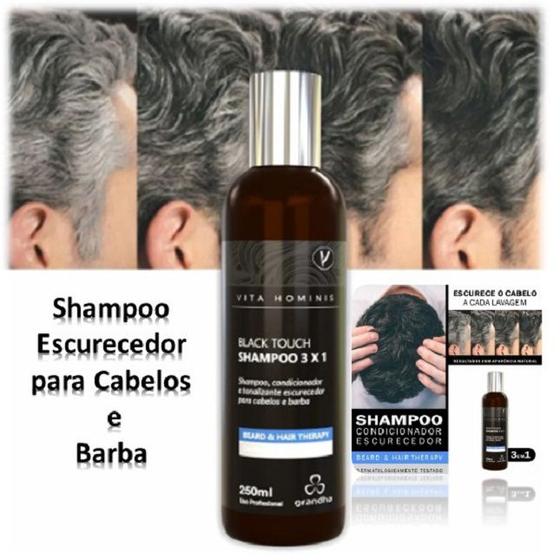 Imagem de Shampoo Para Cabelo e Barba  Escurecedor Vito Hominis Black Touch 250ml