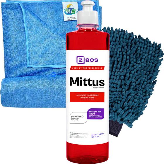 Imagem de Shampoo Para Carro Snow Foam Lava Autos Mittus 500ml Zacs Toalha Secagem Luva Microfibra