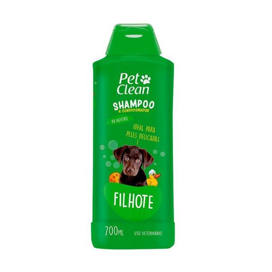 Shampoo Pet Clean 2 em 1 Filhotes Cães Cachorros Pet 700ml Shampoo e Condicionador para