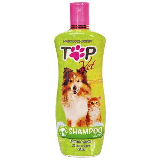 Shampoo Pet Neutro Premium Cães e Gatos Top Vet 500ml Shampoo e
