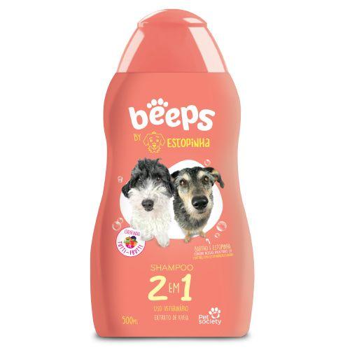 Imagem de Shampoo Pet Society Beeps Estopinha 2 Em 1  para Cães e Gatos 500ml