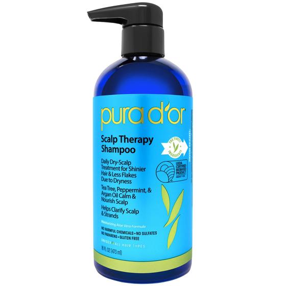 Imagem de Shampoo PURA D'OR para cuidados com o couro cabeludo - Fórmula hidratante de melaleuca
