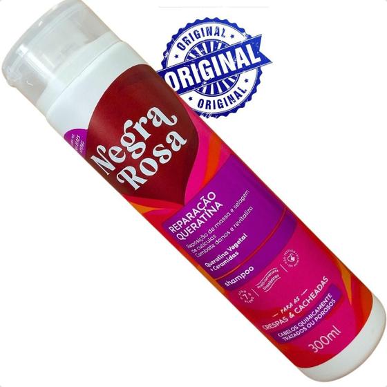 Imagem de Shampoo Reparação Queratina Negra Rosa 300ml Lançamento