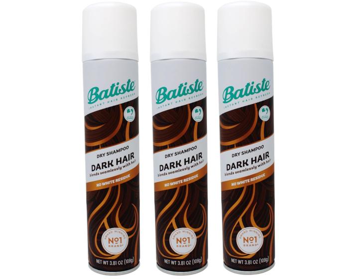 Imagem de Shampoo seco Batiste para cabelos escuros 112 ml (pacote com 3)