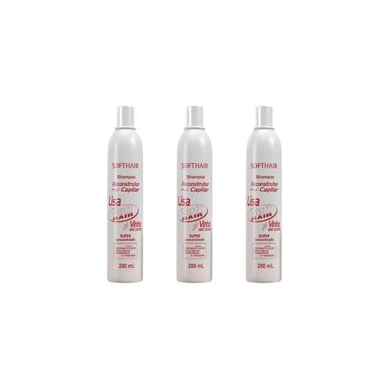 Imagem de Shampoo Soft Hair 280Ml Reconstrutor Lisa Vinho-Kit C/3Un