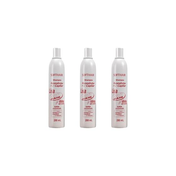 Imagem de Shampoo Soft Hair 280Ml Reconstrutor Lisa Vinho-Kit C/3Un