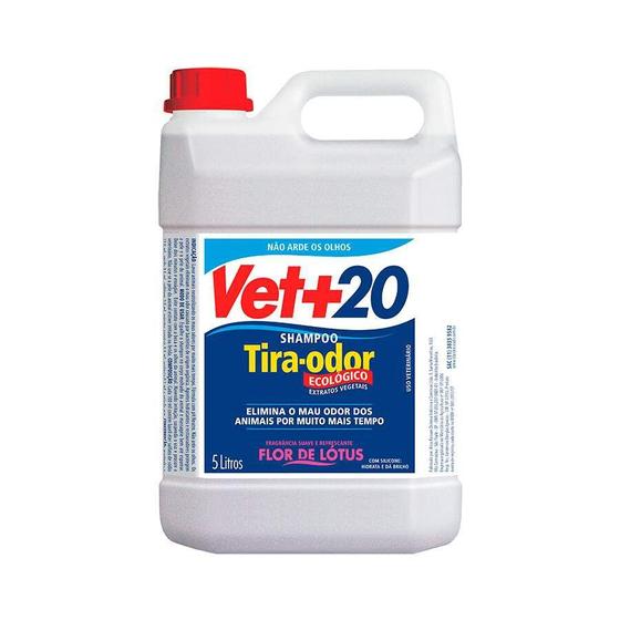 Imagem de Shampoo Vet+20 Tira Odor Flor de Lótus para Cães e Gatos - 5 Litros