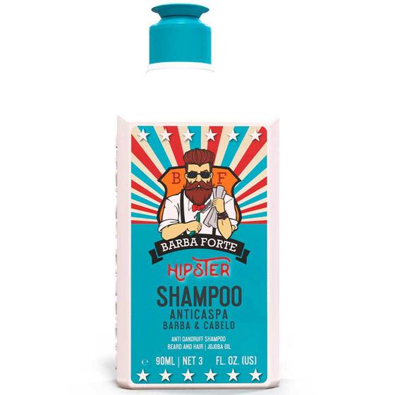 Imagem de Shampoo Viagem Anticaspa Hipster Barba e Cabelo 90mL Barba Forte