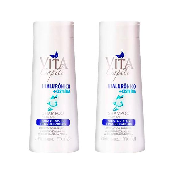 Imagem de Shampoo Vita Capili Muriel Hialurônico + Cisteína Sem Sal Hidratação Profunda 310ml (Kit com 2)