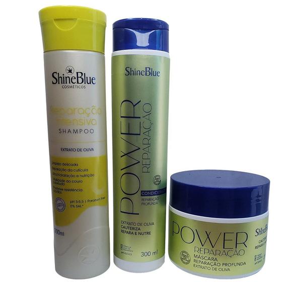 Imagem de Shine Blue Power Reparação Profunda Intensiva Kit Para Cabelos Quebradiços