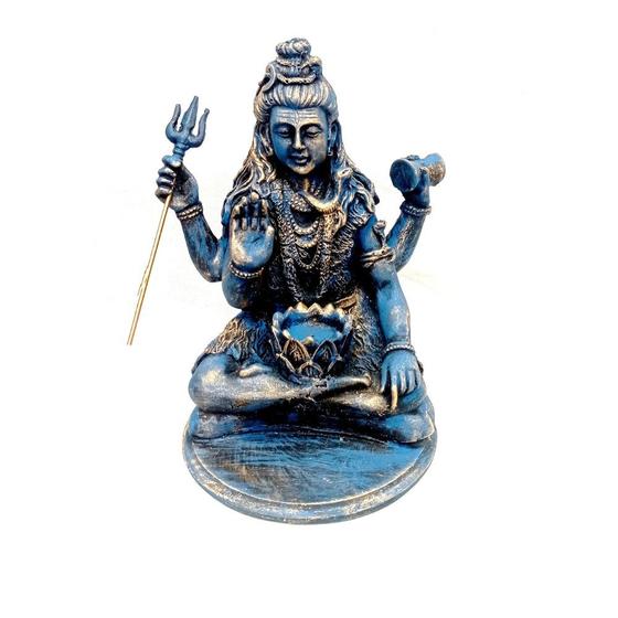 Imagem de Shiva Mahadeva de Resina Azul  25 Cm