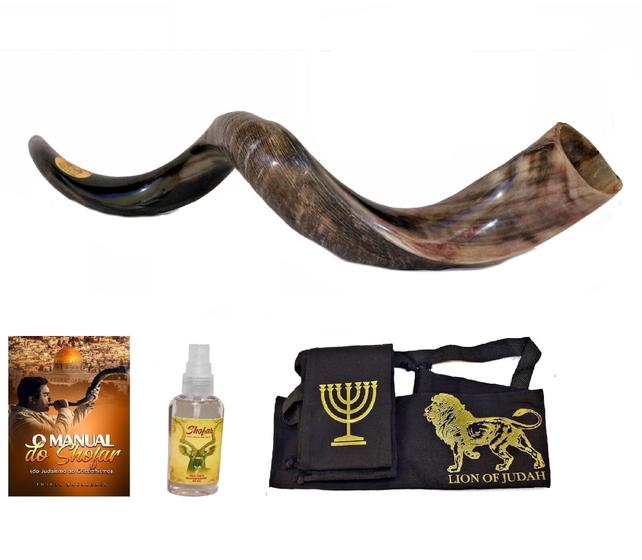 Imagem de Shofar De Chifre Antilope + Livro + Capa 90 A 94 Cm - Israel