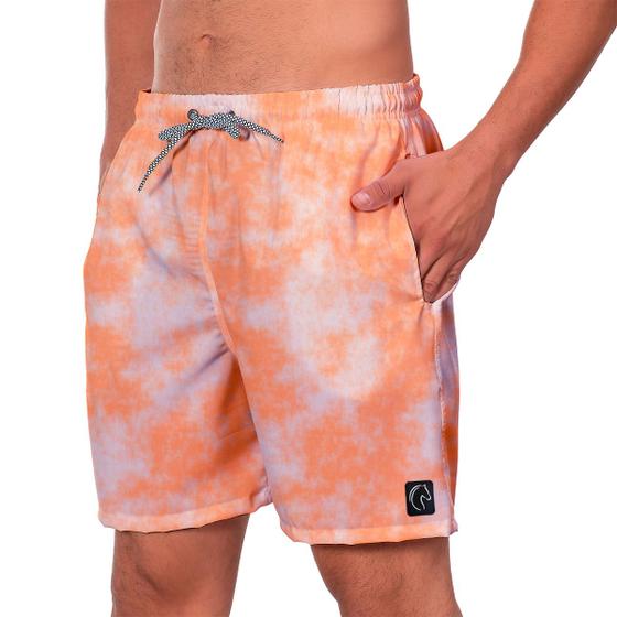 Imagem de Short Básico Masculino Tye die Laranja Moda Praia Academia Confortável