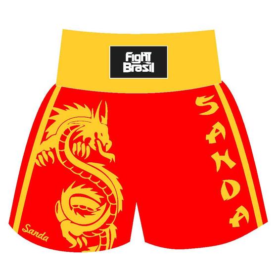 Imagem de Short Calção Boxe Chinese Dragon Sanda - Verm/Amar Fb-3007