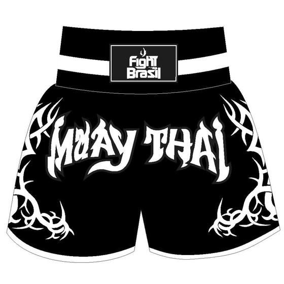 Imagem de Short Calção Muay Thai New Tribal - Fb-1841 - Pre/Branco