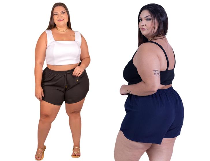 Imagem de Short De Banho Feminino Tactel Saída De Praia Plus Size Piscina Leve Fresquinho Moda verão  G1 Ao G6 Kit 2