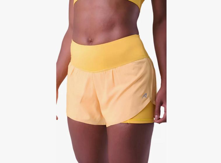 Imagem de Short De Corrida 2 Em 1 Authen Com Bolso Signature Samba - Compressao, Amarelo