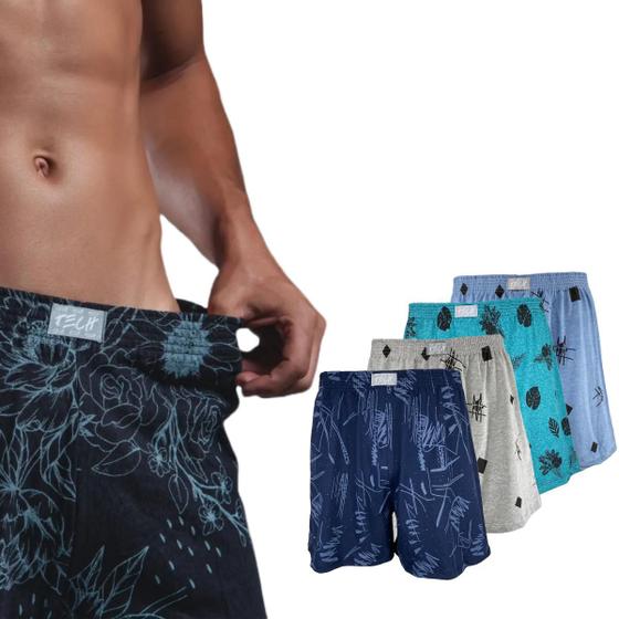 Imagem de Short de Dormir Pijama Algodão Masculino Estampada Cueca Samba Canção Sem Abertura Frontal Calção de Ficar em Casa