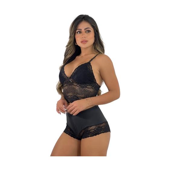 Imagem de Short Doll Renda Baby Doll Confortável Pijama Feminino Nice Preto