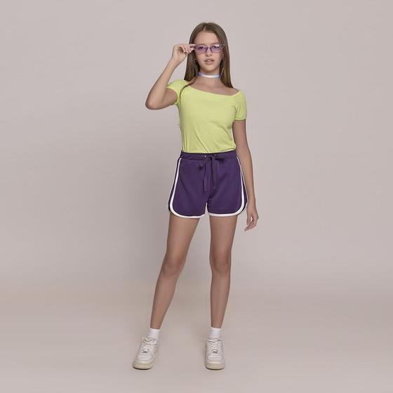 Imagem de Short Esporte Infantil Menina Amofany Em Tecido Malha Neopreme - ROXO - 12