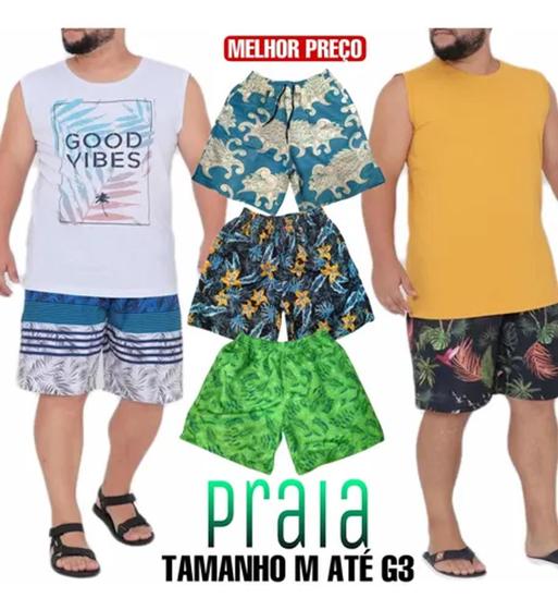 Short Estiloso Masculino Praia Plus Size Bermuda Top Verão Menor preço em Short Estiloso Masculino Praia Plus Size Bermuda Top Verão