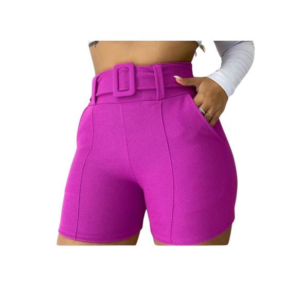 Imagem de Short Feminino Cintura Alta Com Bolso e Cinto Embutido Pop