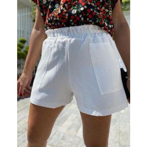 Imagem de Short feminino elástico na cintura com bolso linho fashion