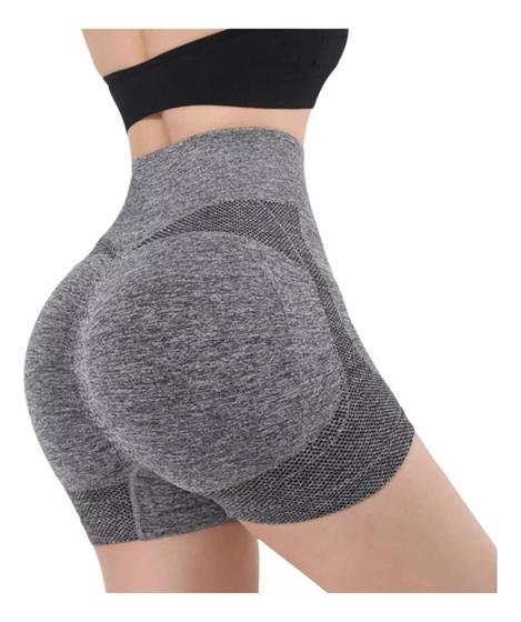 Imagem de Short Feminino Empina Bumbum Cintura Alta Modeladora Cinza