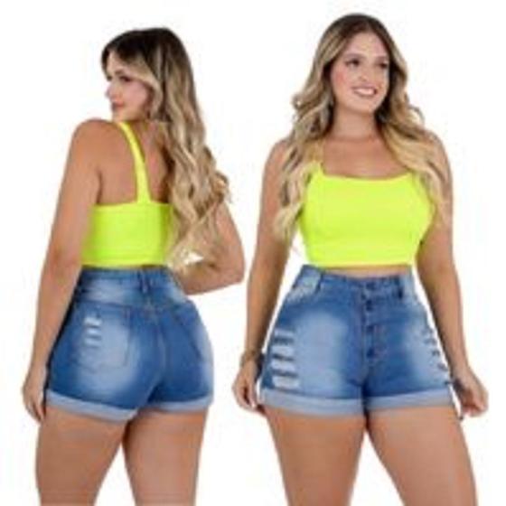 Imagem de Short Feminino Jeans Bermuda Curto Jeans Rasgado Feminino sem Lycra