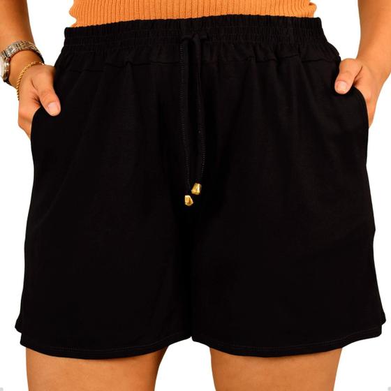 Imagem de Short Feminino Malha Confortável Plus Size Cós Alto Elástico Fresquinho Bermuda Moda Verão 