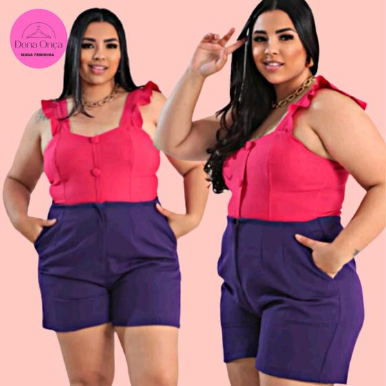 Imagem de Short Feminino Plus Size Alfaiataria Social Blogueira Shorts Tendência