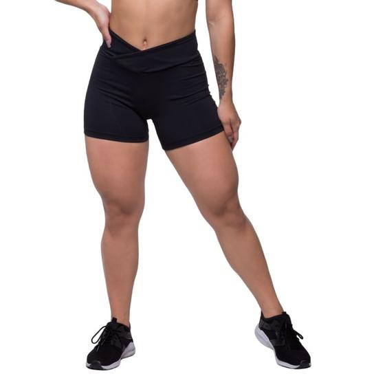 Imagem de Short Feminino Poliamida Proteção Solar Compressão Curto Liso Esporte Cintura Alta Academia Fitness